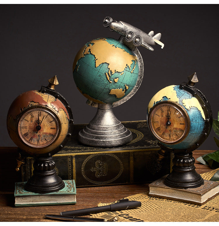 Retro globe clock home decoration.